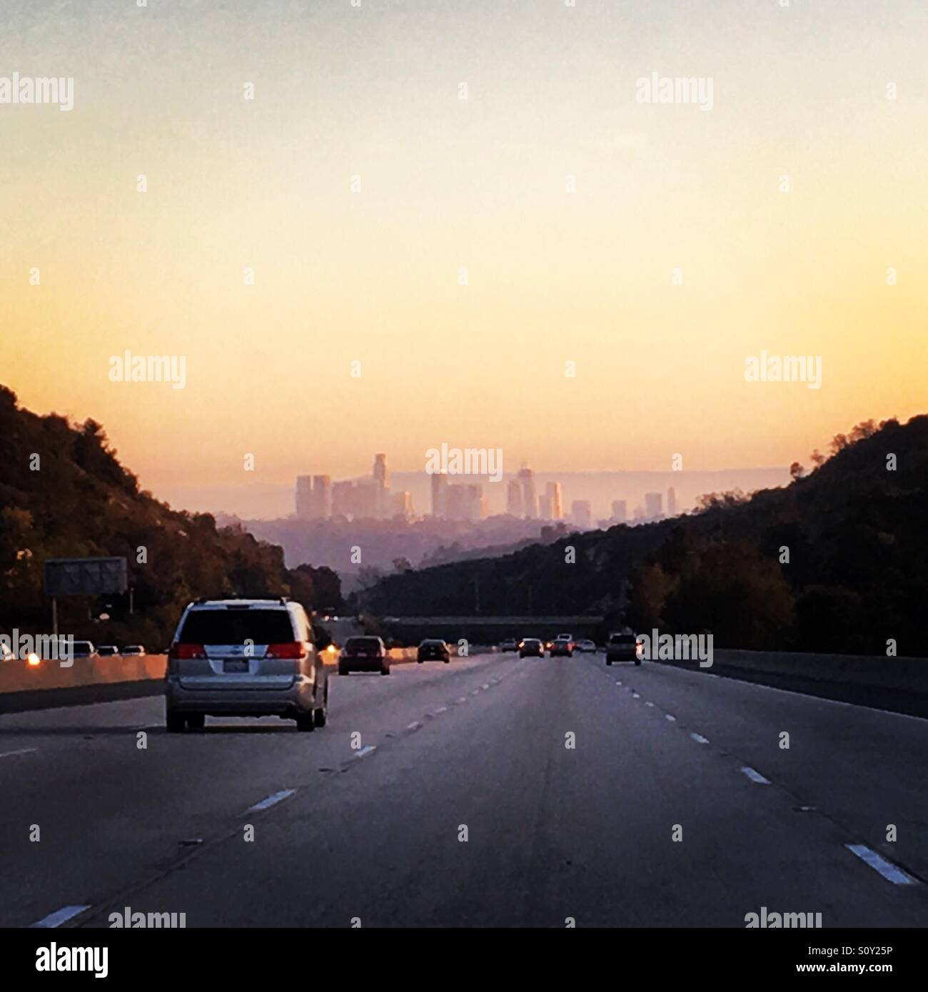 Driving to Los Angeles Stock Photo Alamy