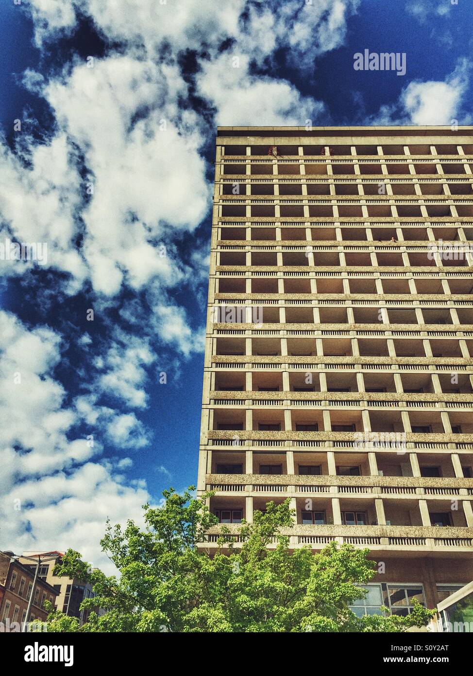 Residential building and cloudy sky Lyon France - Smartphone Captured Stock Image