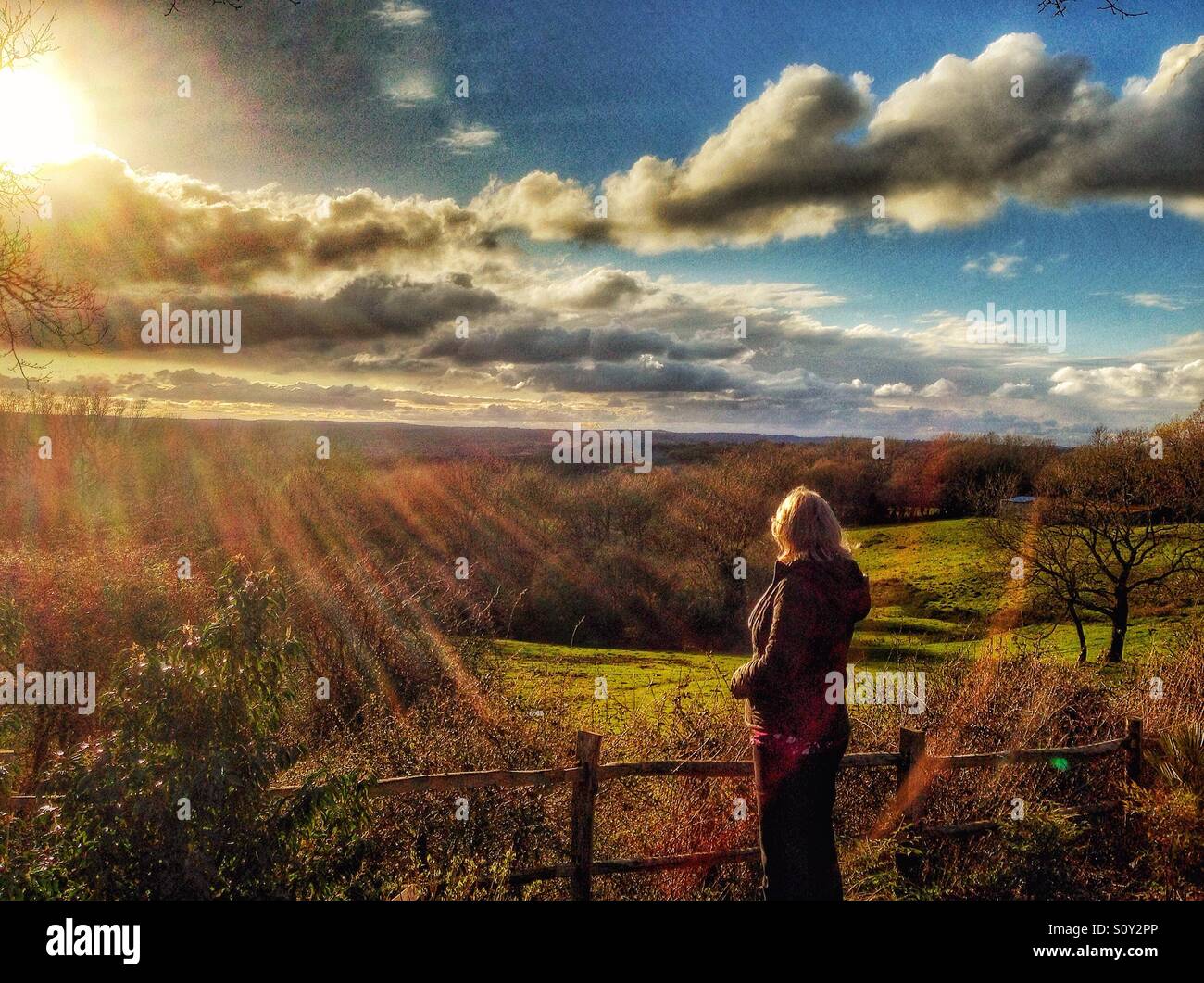 Figure in the landscape Stock Photo Alamy