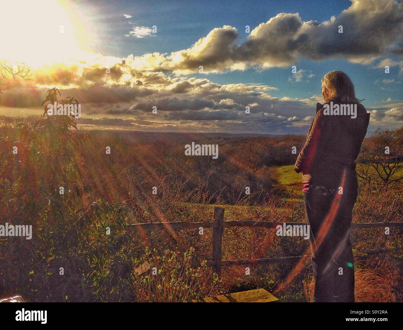 Woman alone watching sunset hi-res stock photography and images - Alamy