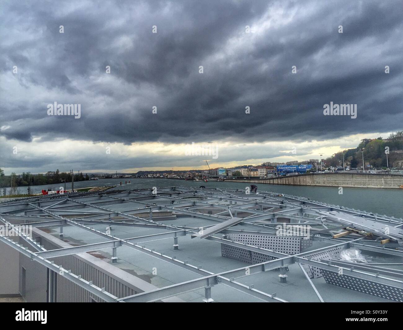 Construction building Lyon France - Smartphone Captured Stock Image