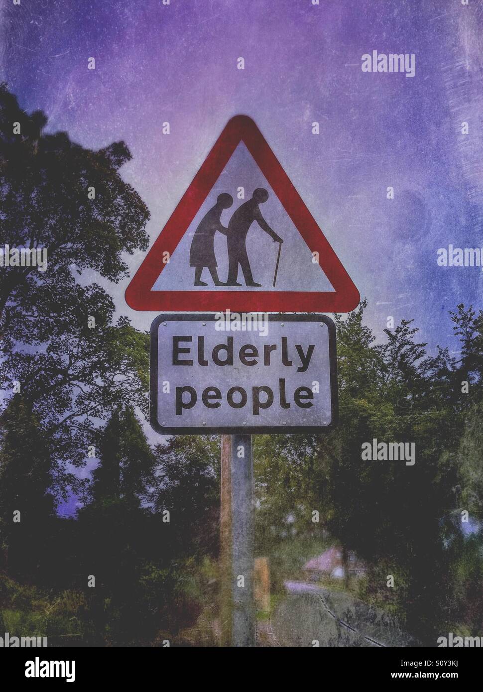 Elderly people street sign - Smartphone Captured Stock Image