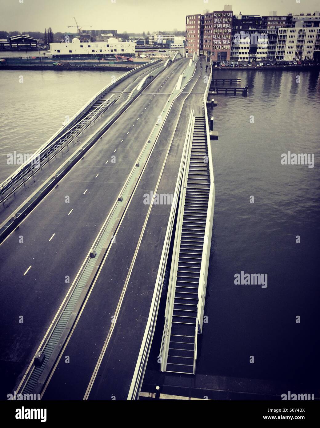 Bridge over water called 'Het Ei' , Amsterdam, Netherlands - Smartphone Captured Stock Image