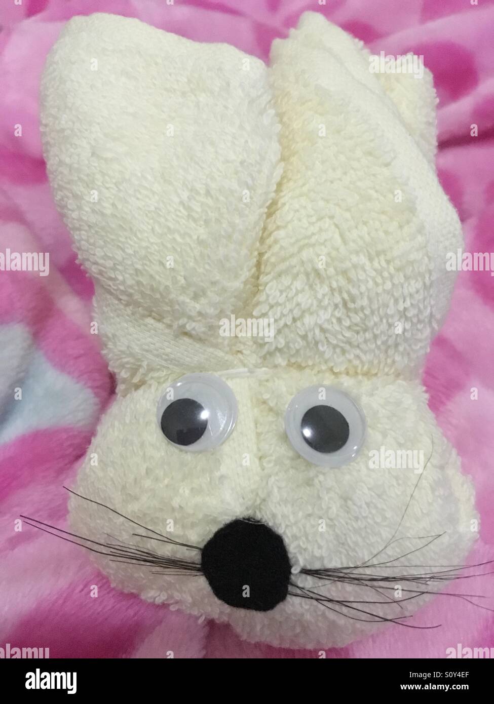 Rabbit made of folded towel Stock Photo Alamy
