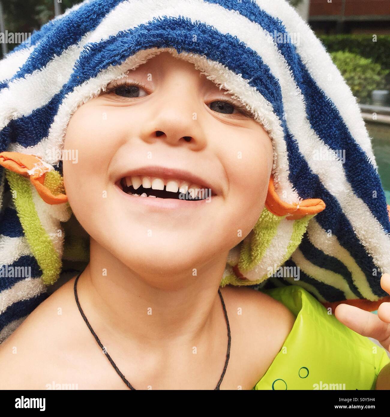 Portrait of a child having fun in summer Stock Photo
