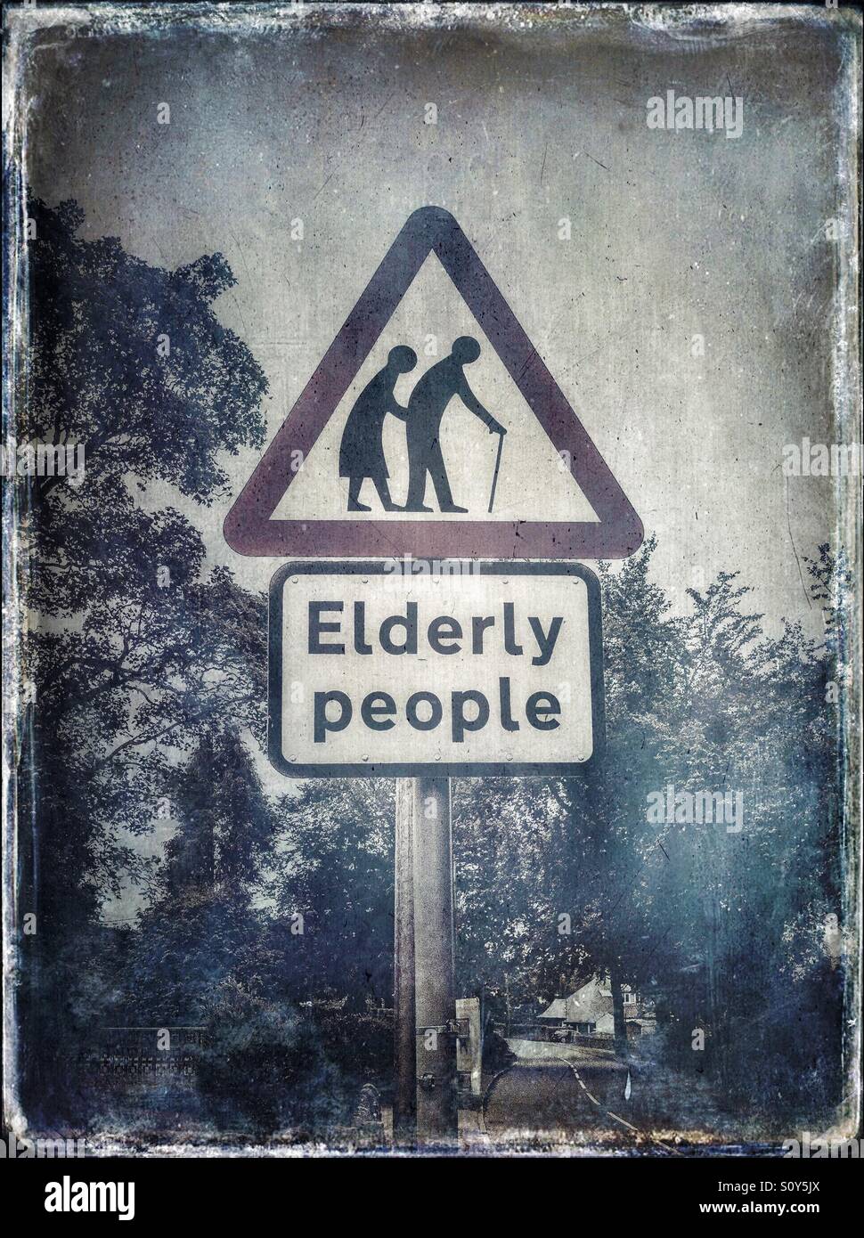 Elderly people street sign - Smartphone Captured Stock Image
