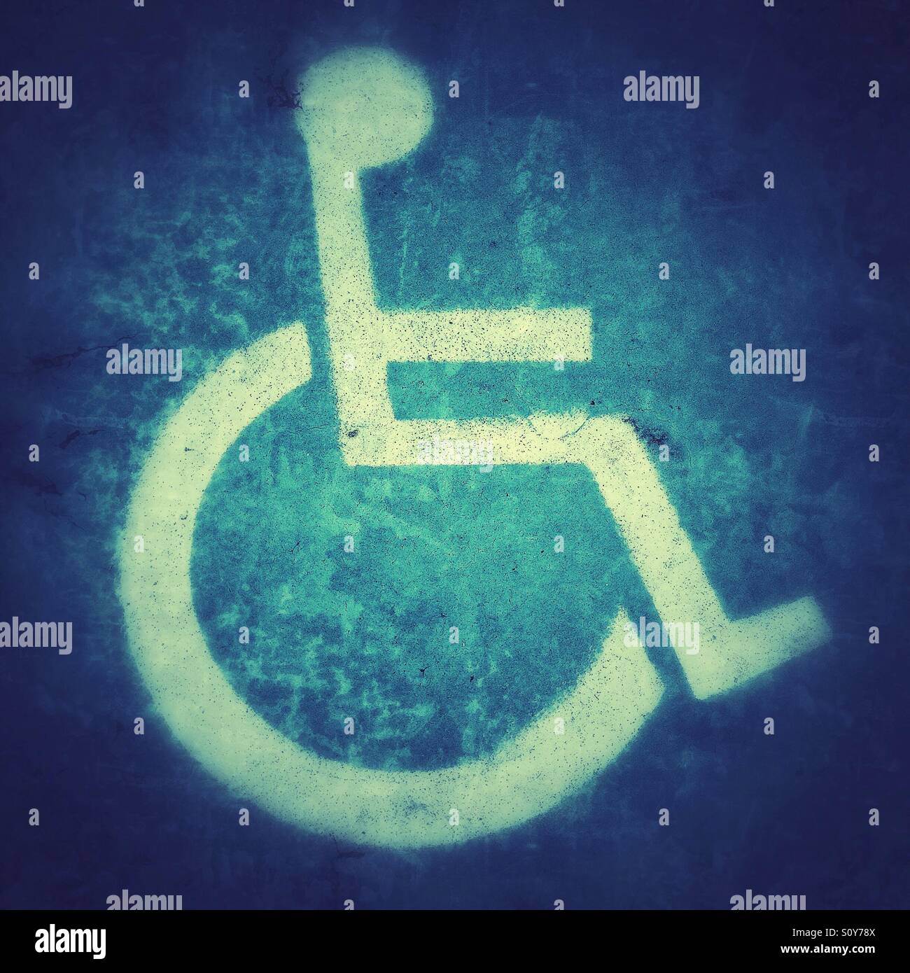 Handicapped sign on the road Stock Photo