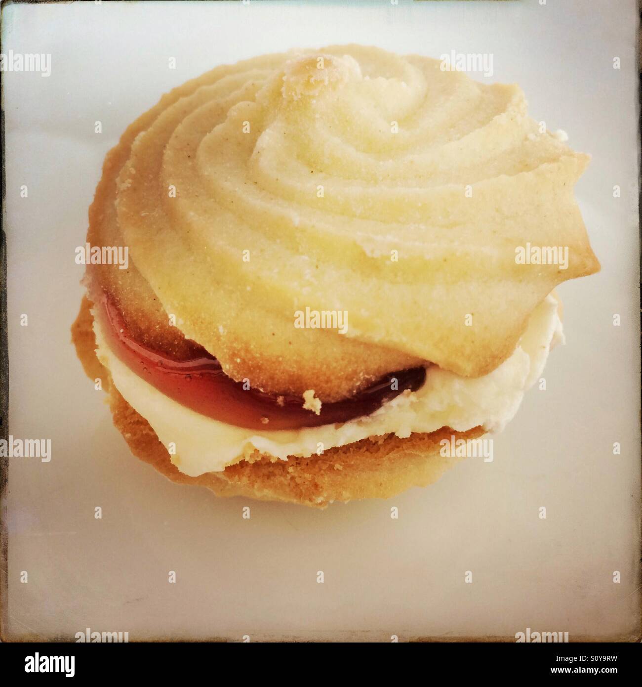 Viennese Whirl on a white plate - Smartphone Captured Stock Image