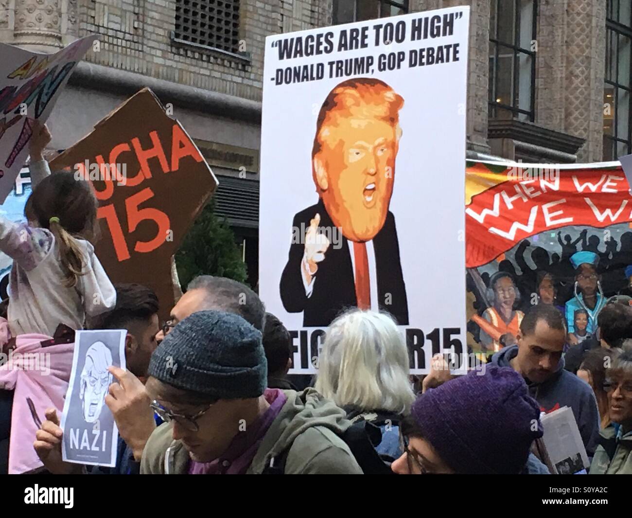 Donald Trump For President Demonstration.      Outside Grand Hyatt Hotel On East 42nd Street In New York City In Thursday April 14, 2016. Stock Photo