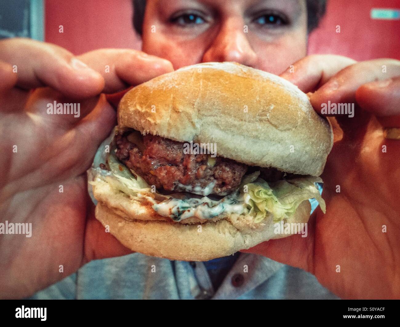 Burger - Smartphone Captured Stock Image