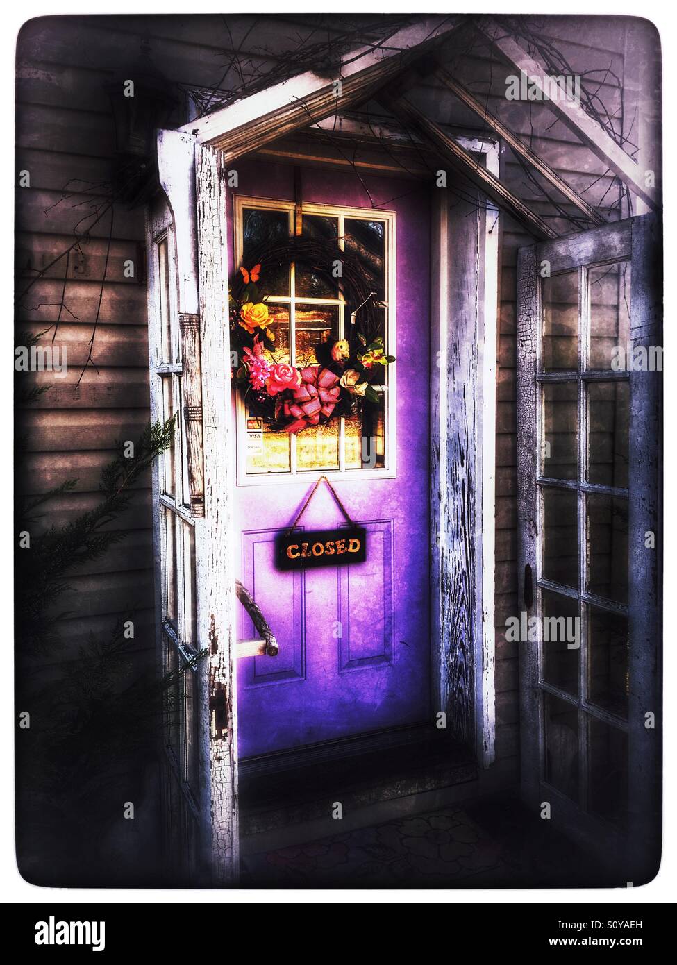Purple Store Front Door Stock Photo 310387577 Alamy