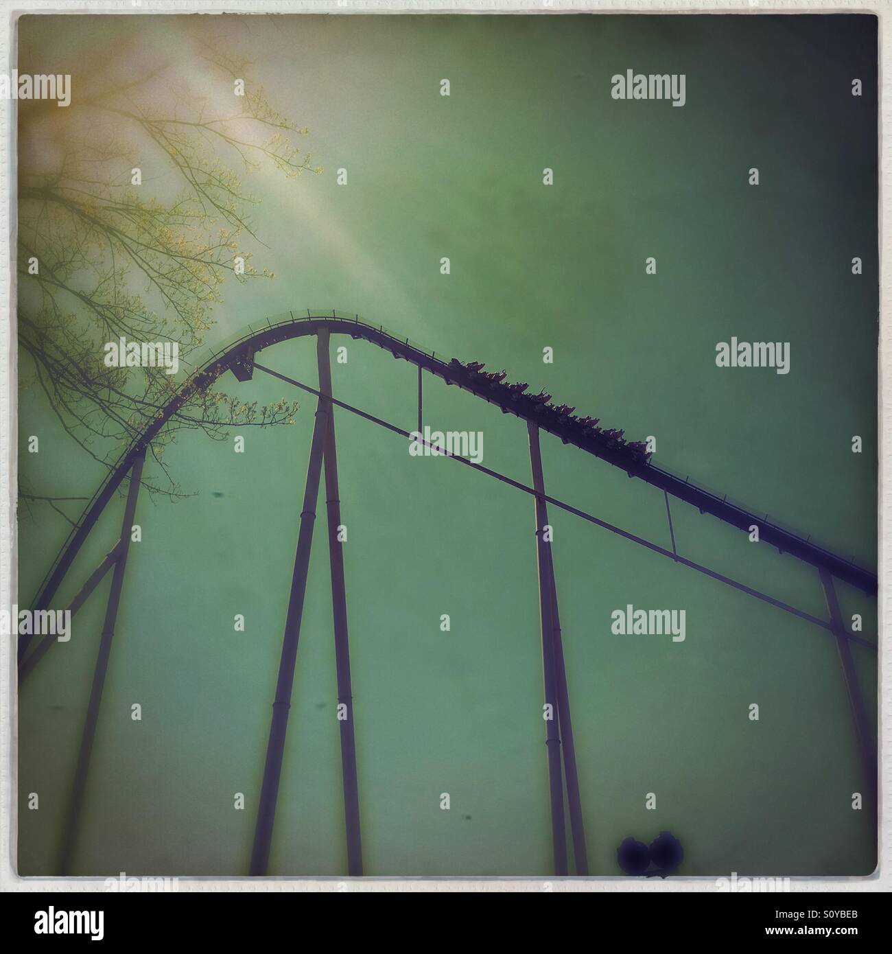 The anticipation on the Diamondback rollercoaster at Kings Island Amusement Park. - Smartphone Captured Stock Image