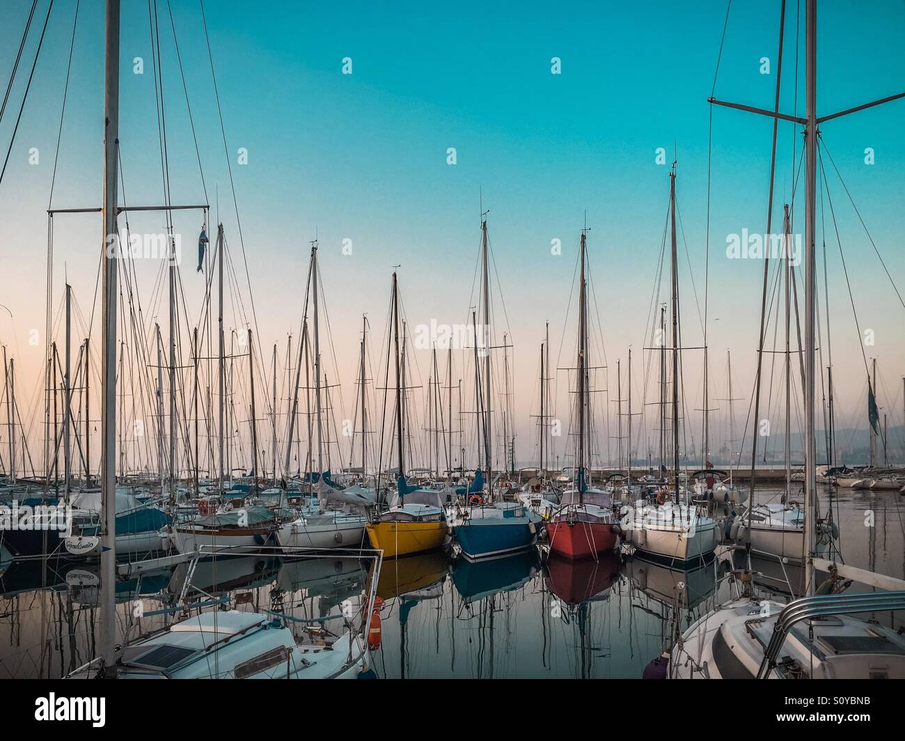 Sailboats in marina (Muggia, Italy) - Smartphone Captured Stock Image