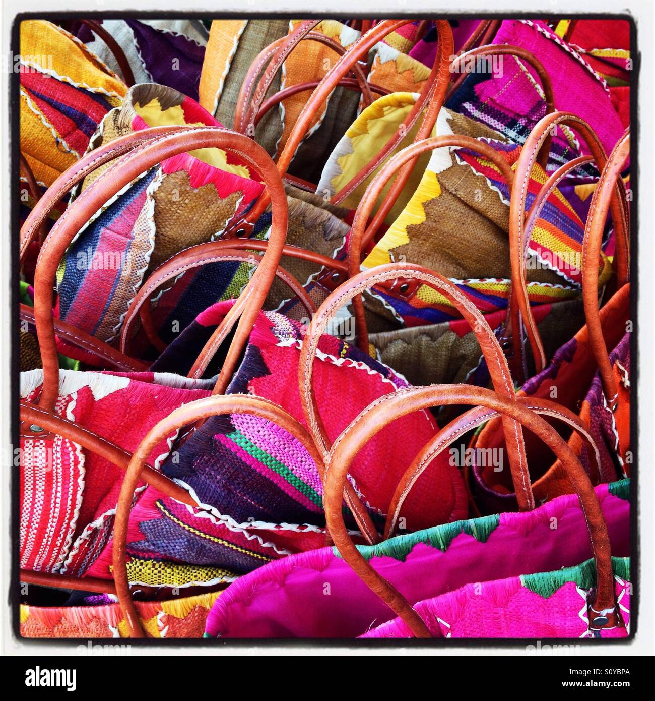 Colourful shopping baskets abstract. iPhone photo with some Instagram style processing. - Smartphone Captured Stock Image