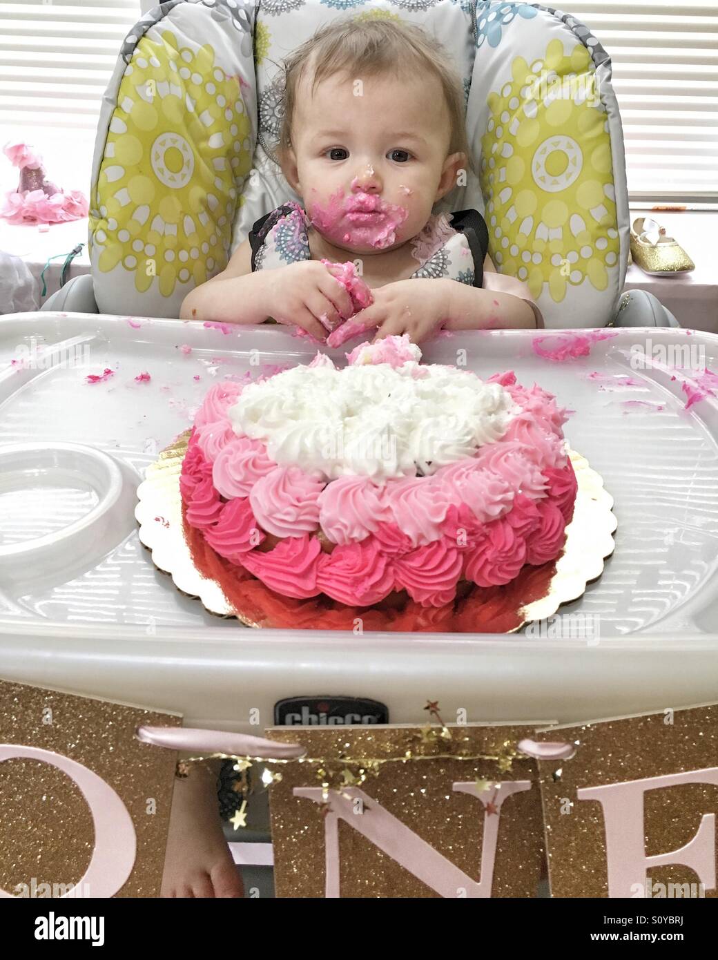 One year old birthday party Stock Photo