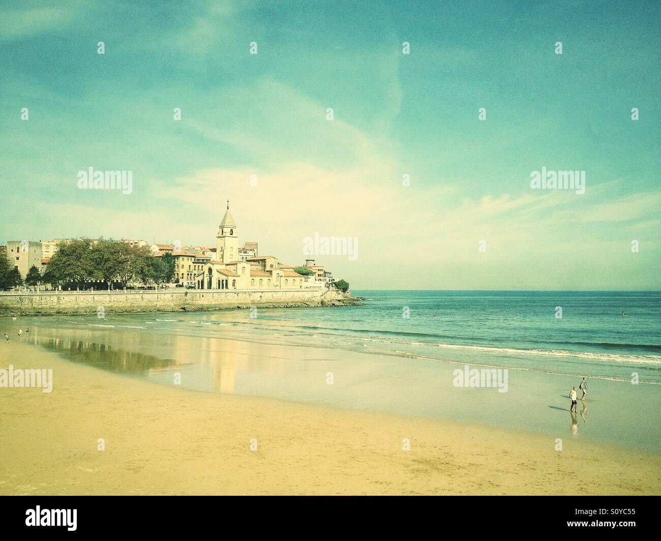 Beach in Gijon, Asturias - Spain - Smartphone Captured Stock Image