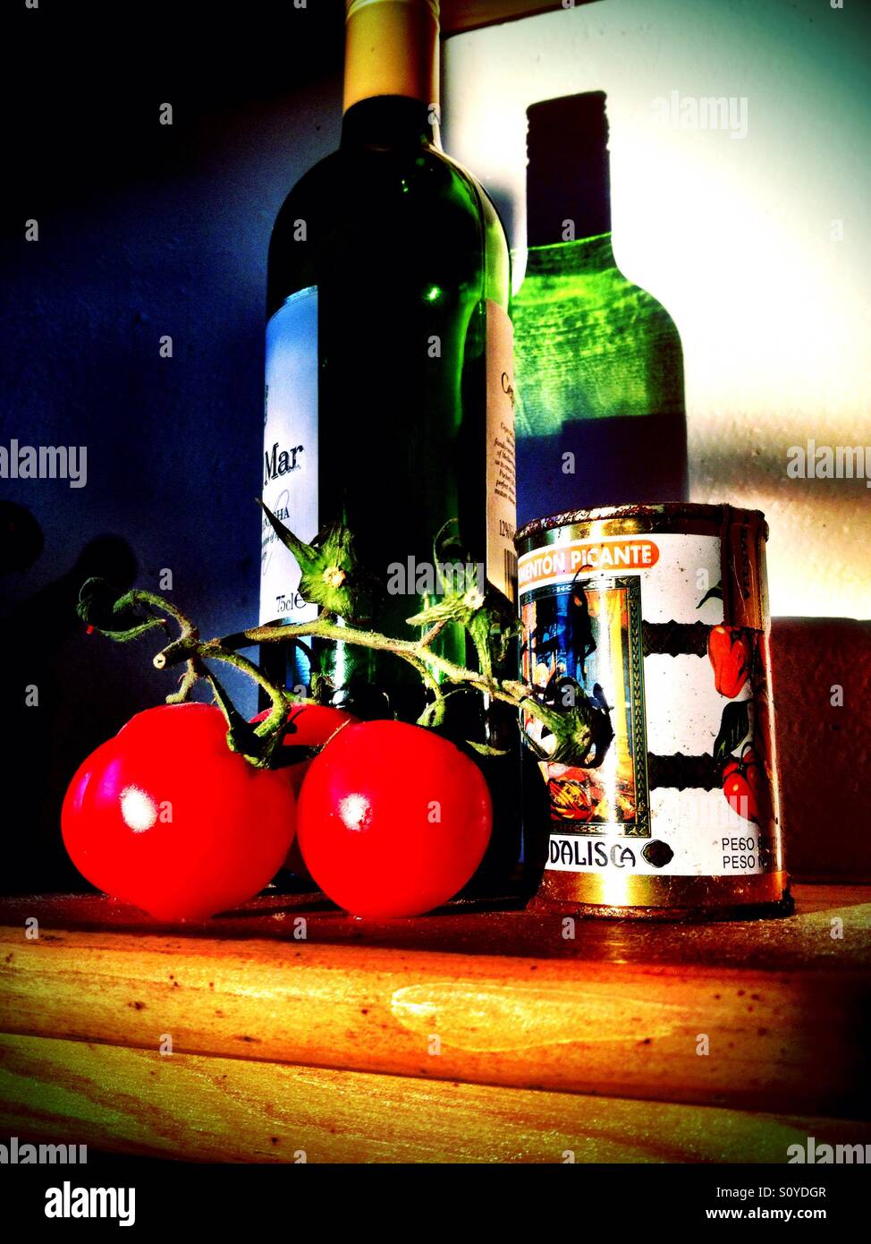 Mediterranean diet with red wine Stock Photo Alamy