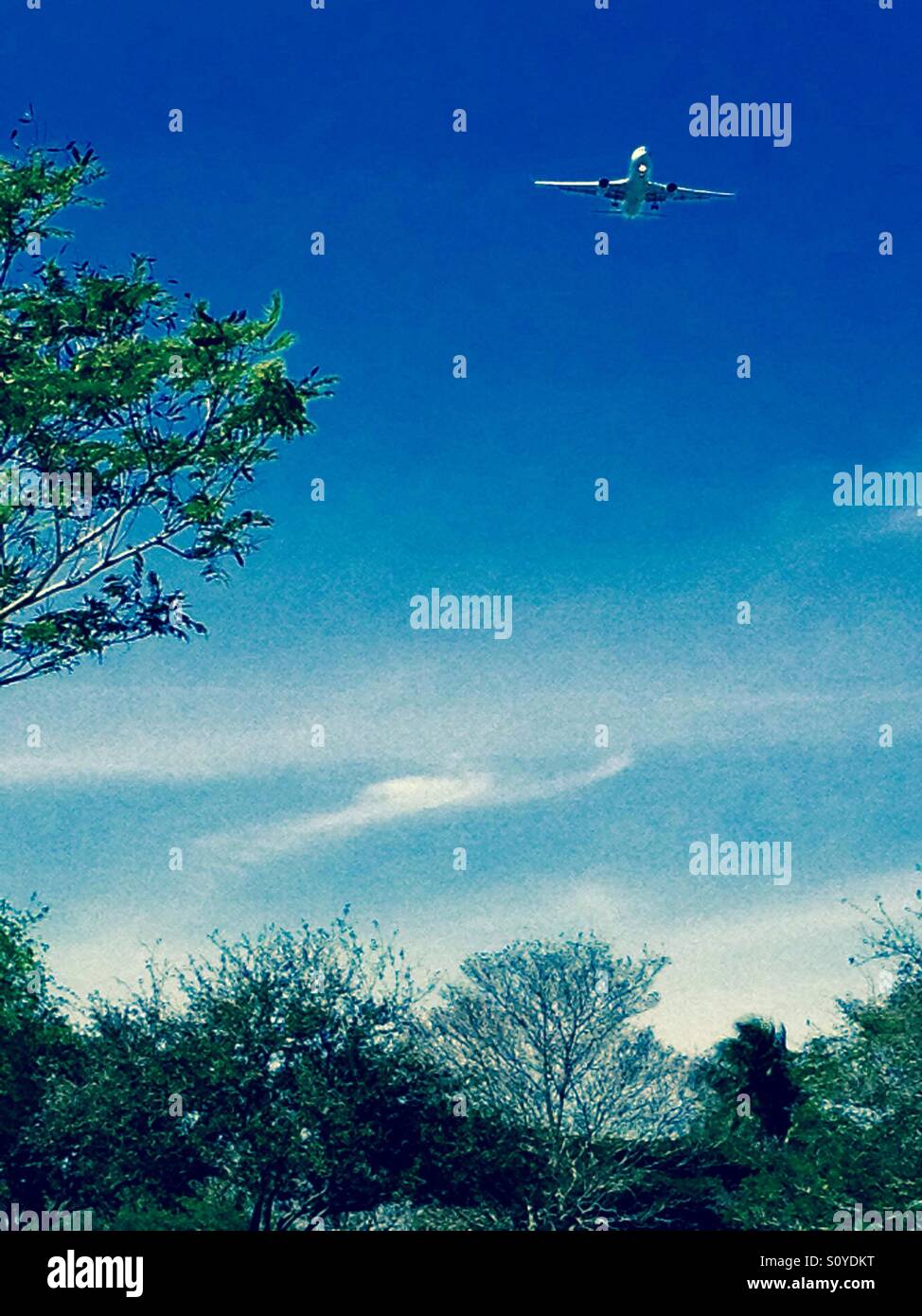 Airplane on approach - Smartphone Captured Stock Image