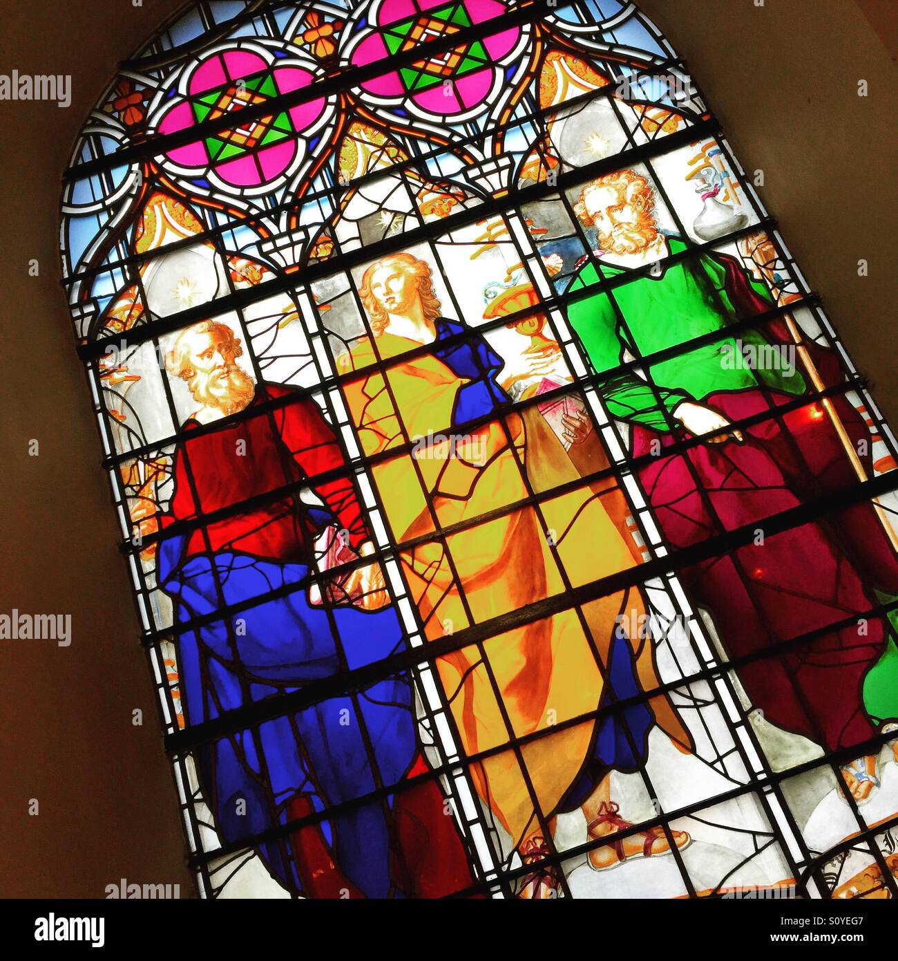 Stained glass of St Anne's church, Manchester Stock Photo - Alamy