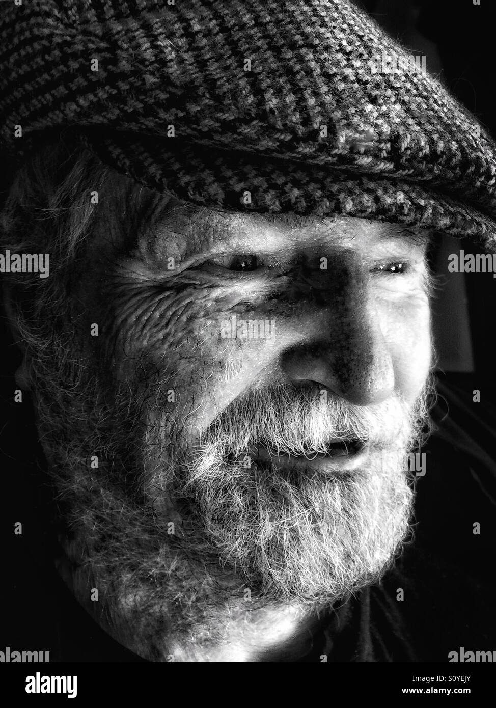 Black and white portrait of elderly man laughing Stock Photo - Alamy