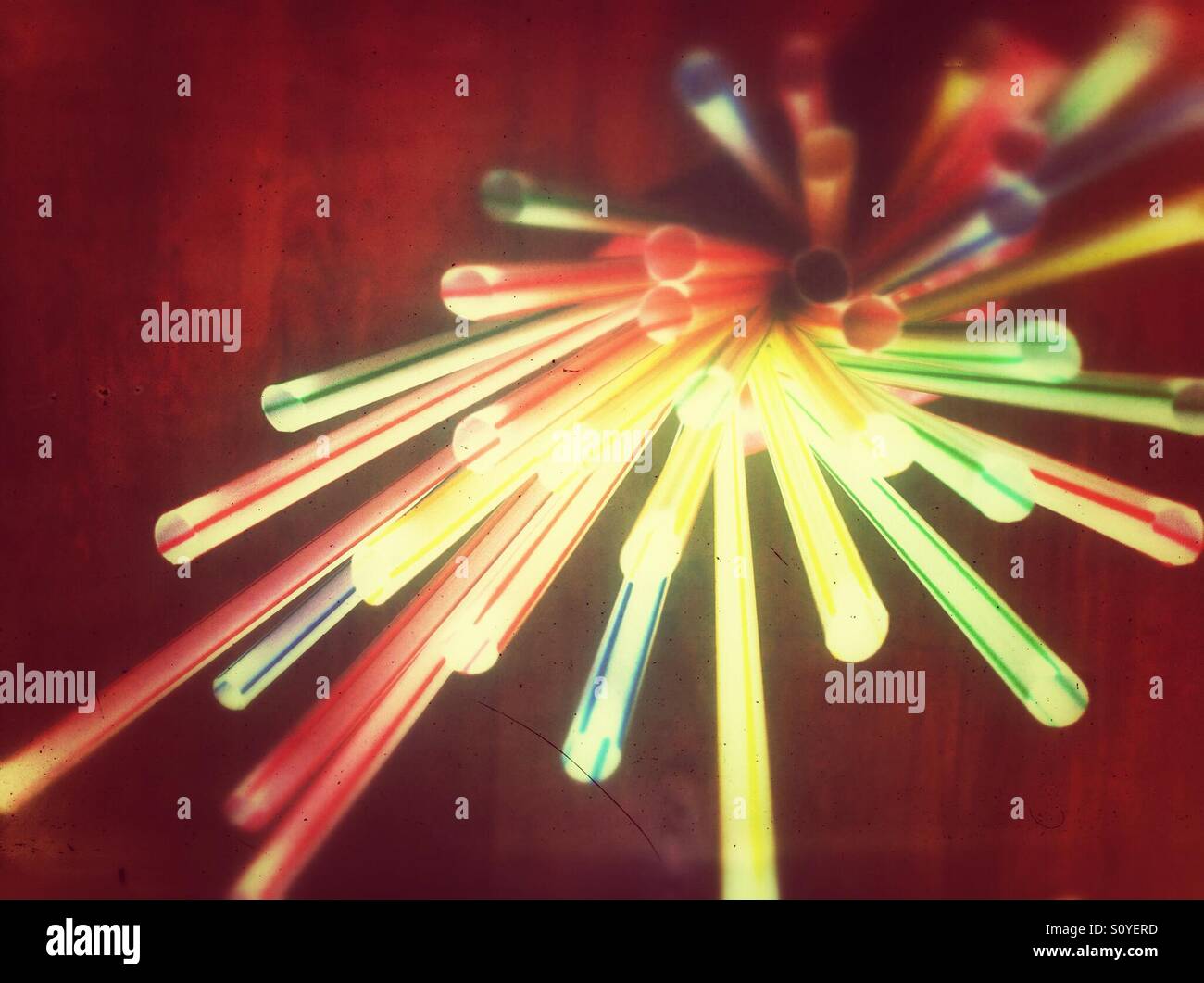 Coloured drinking straws close up - Smartphone Captured Stock Image