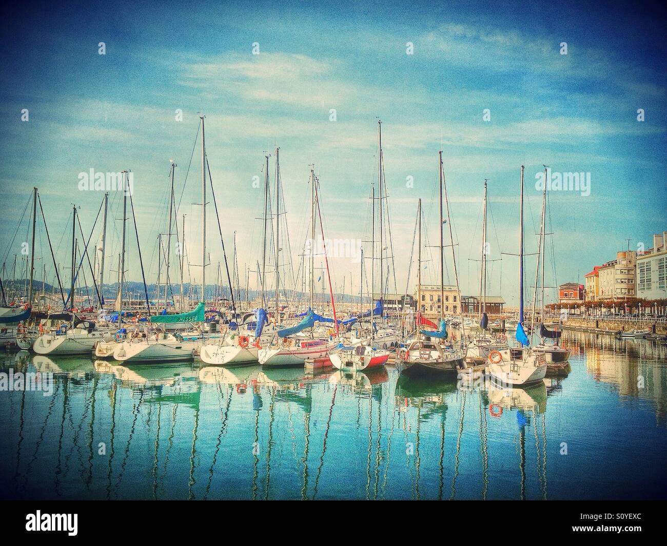 View of the harbor in Gijon, Asturias - Smartphone Captured Stock Image