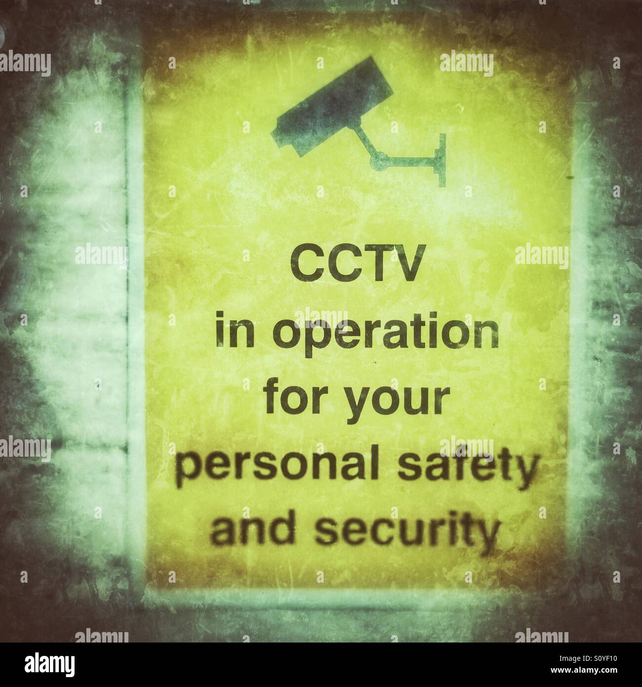 CCTV camera sign UK - Smartphone Captured Stock Image