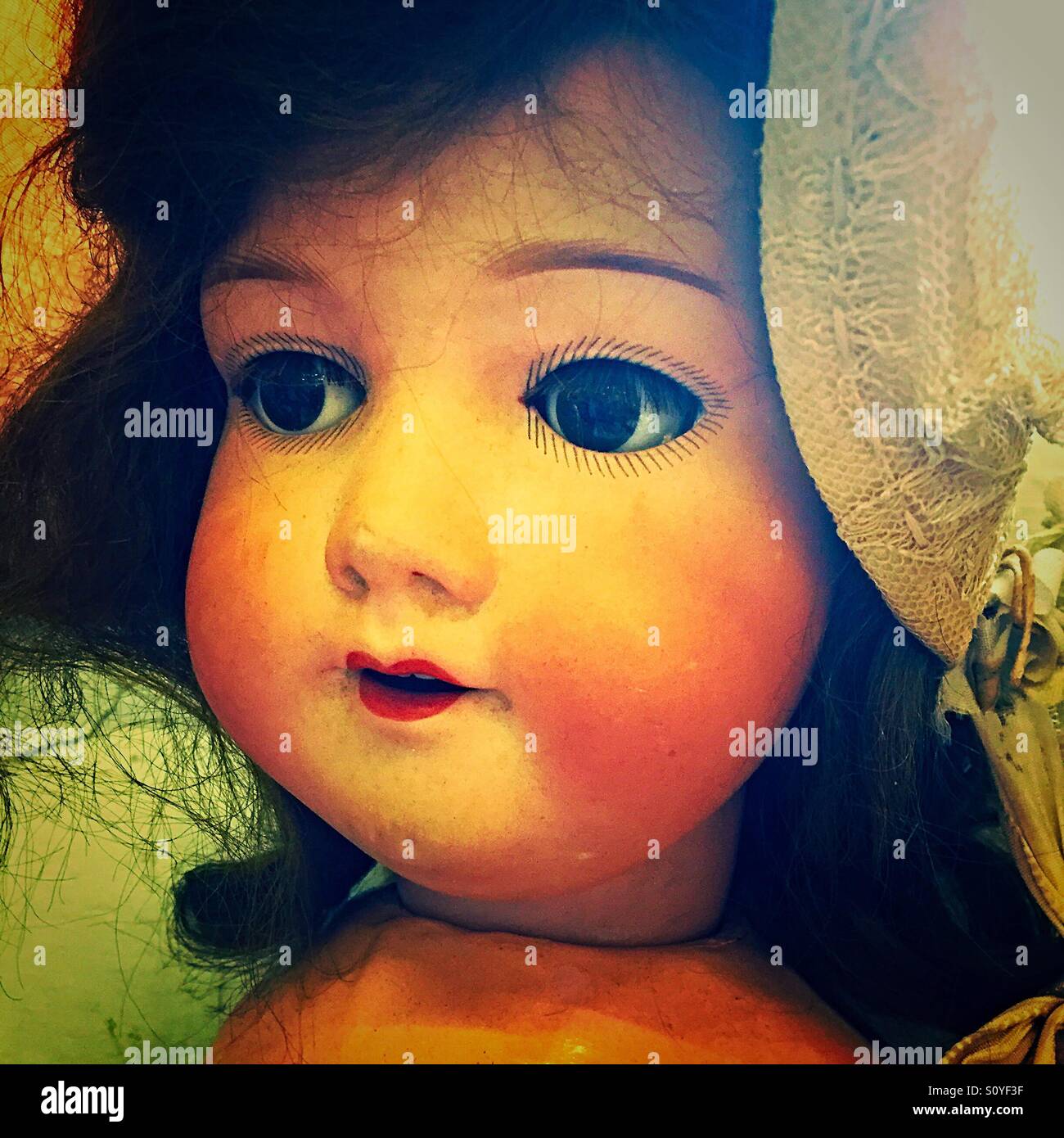 Vintage Antique Toy Dolly Head Stock Photo Alamy