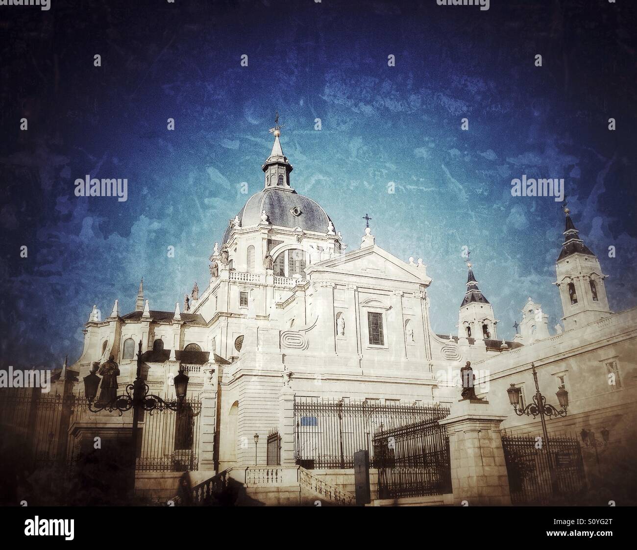 View of Almudena Cathedral in Madrid, Spain - Smartphone Captured Stock Image