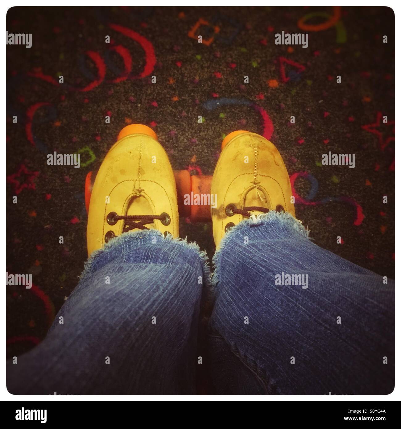 Denim and roller skates Stock Photo Alamy