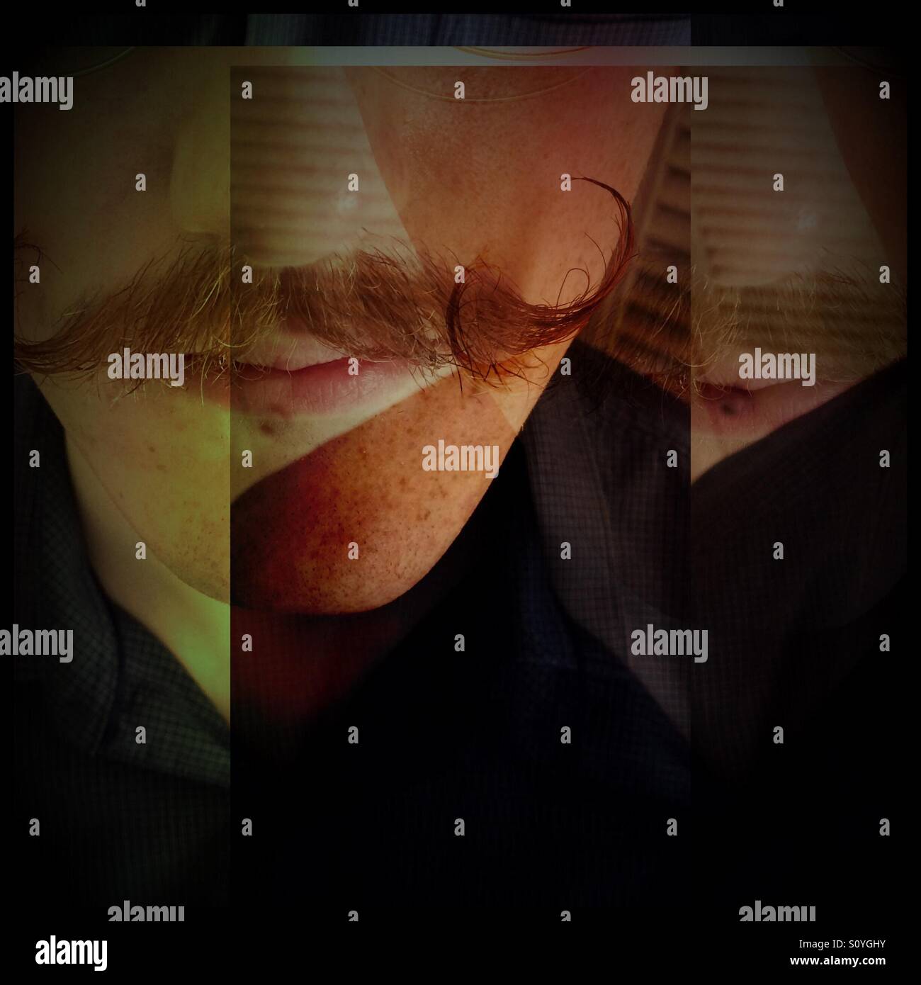 Man with mustache, Holga filter Stock Photo Alamy