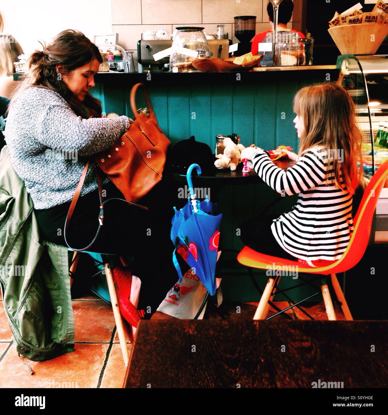 Taking a break from shopping - Smartphone Captured Stock Image