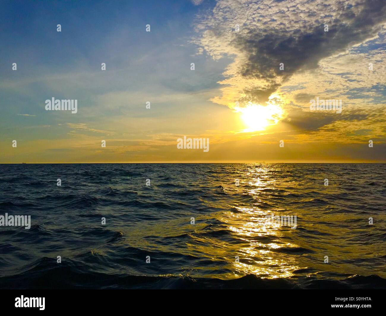 Sunset on Port Philip Bay near Melbourne, Australia - Smartphone Captured Stock Image