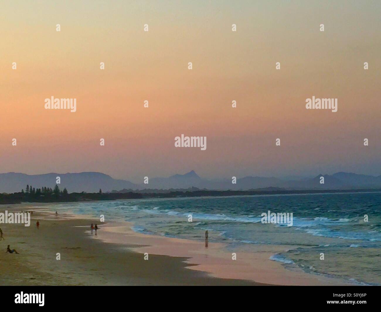 Seaside sunrise at Byron Bay, NSW, Australia - Smartphone Captured Stock Image