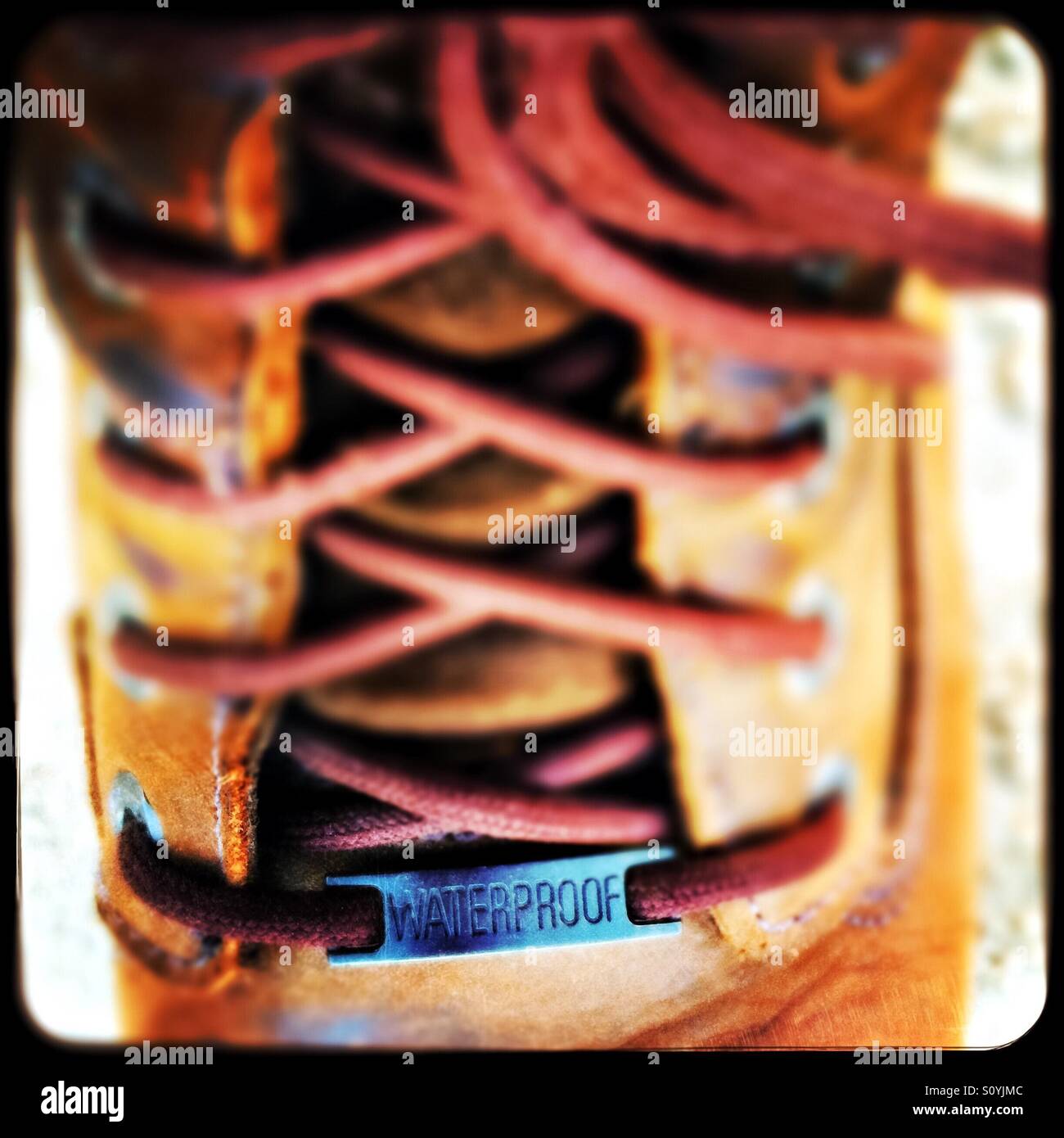 Waterproof leather boot. - Smartphone Captured Stock Image