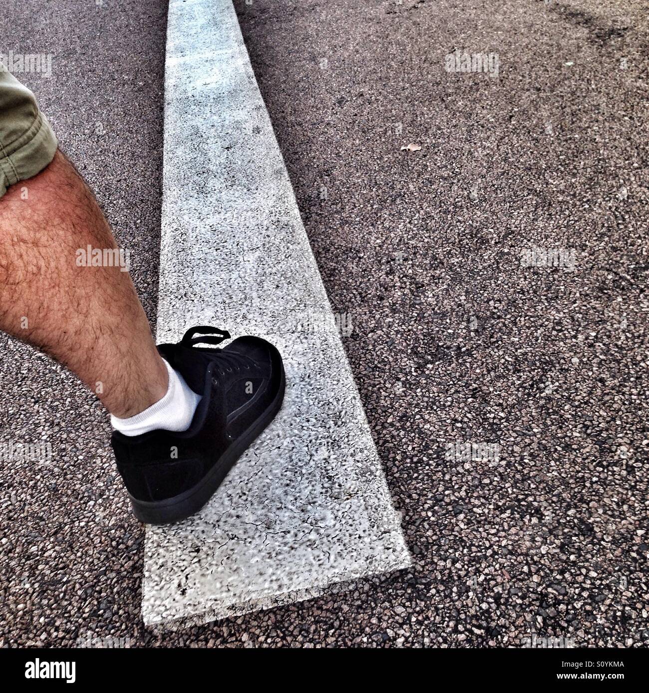 Man's shoe in the street. - Smartphone Captured Stock Image