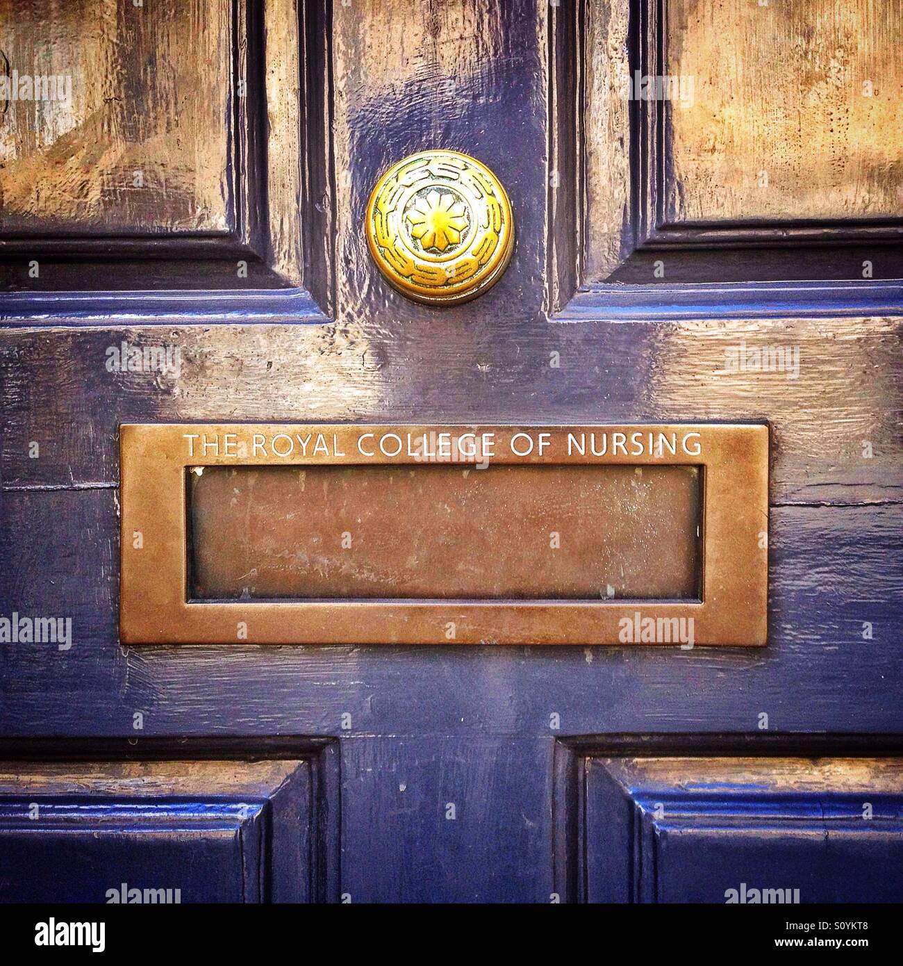 The Royal College of Nursing on door in Bath uk - Smartphone Captured Stock Image