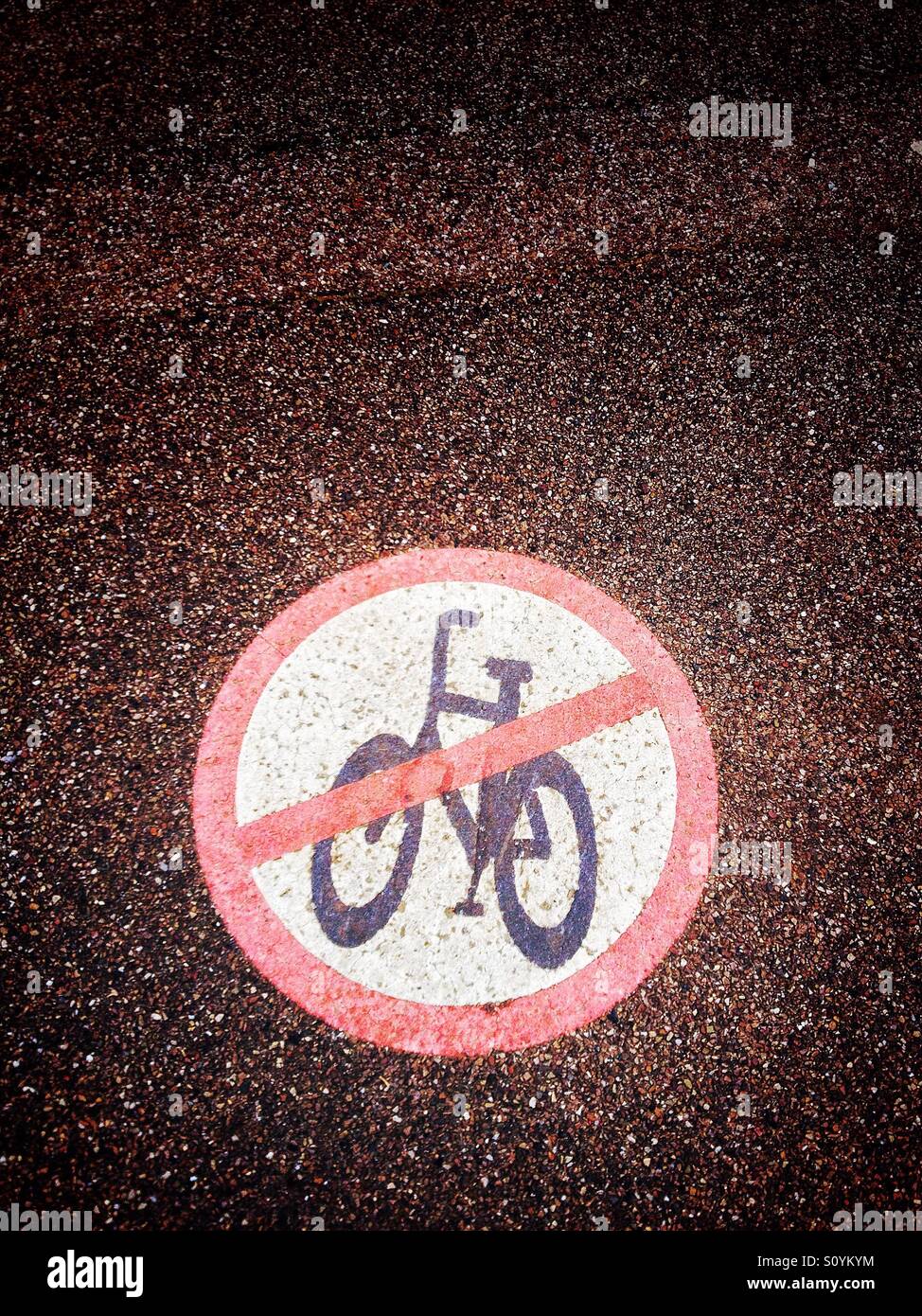 No cycling sign - Smartphone Captured Stock Image
