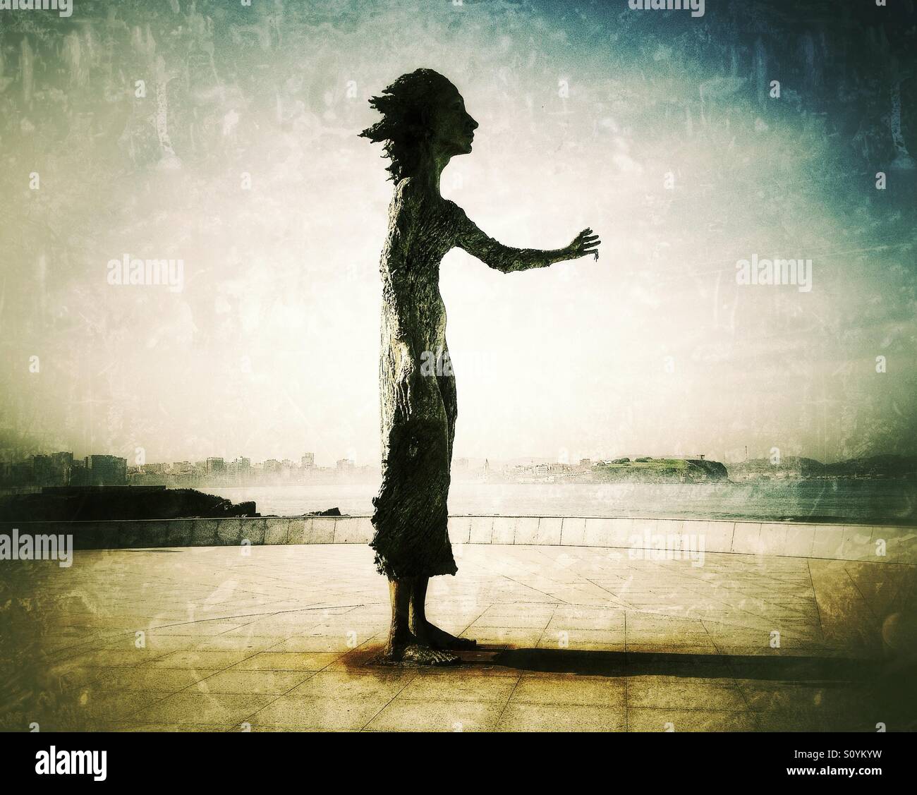 Sculpture in Gijon, Asturias - Spain - Smartphone Captured Stock Image