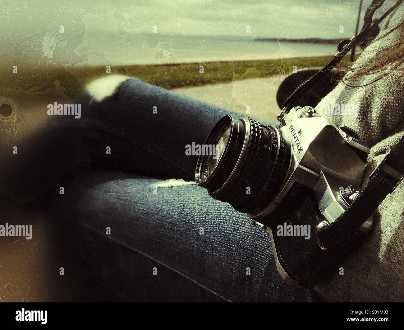 Pentax film SLR camera - Smartphone Captured Stock Image