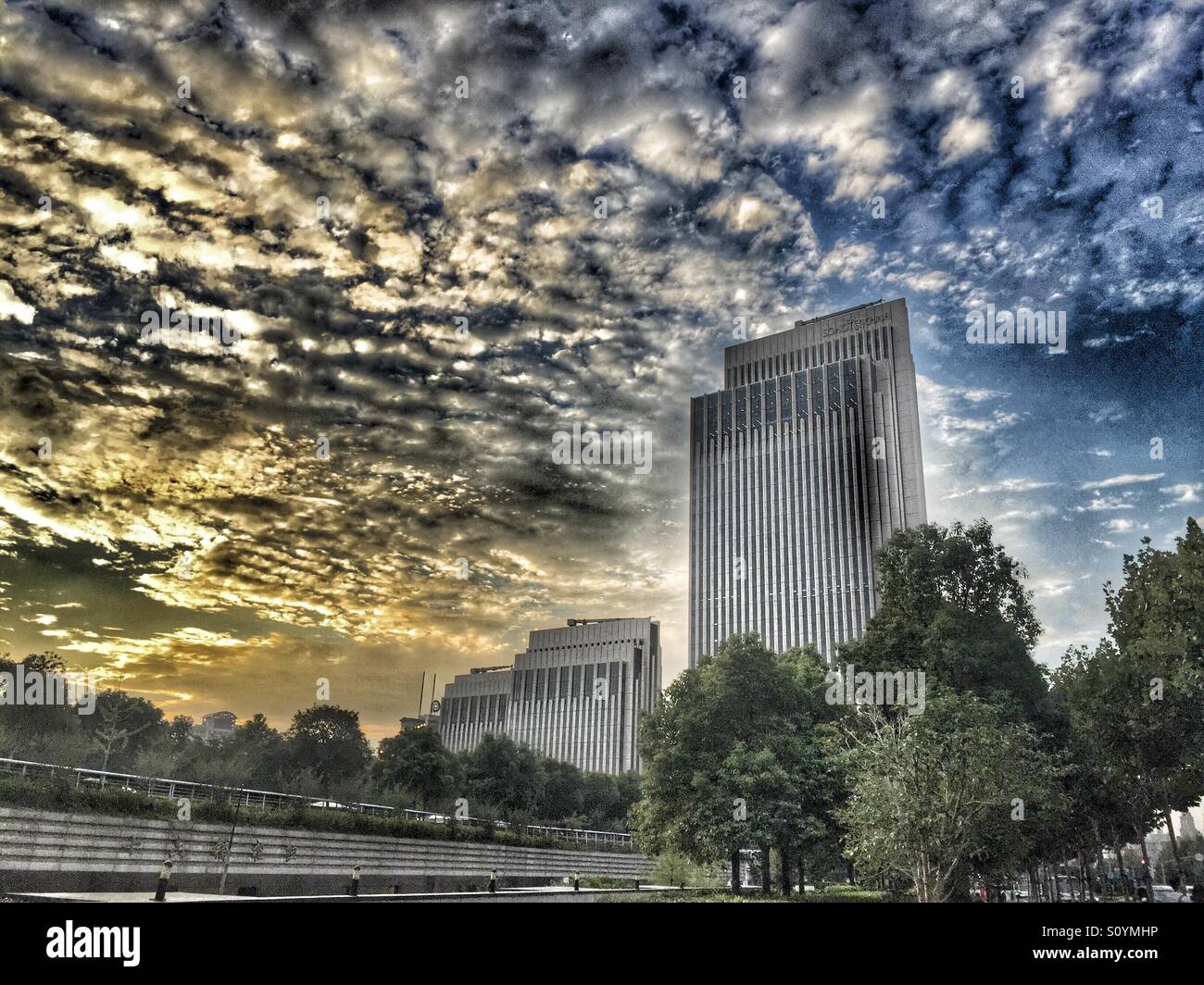 Modern buildings Shanghai China at sunset - Smartphone Captured Stock Image
