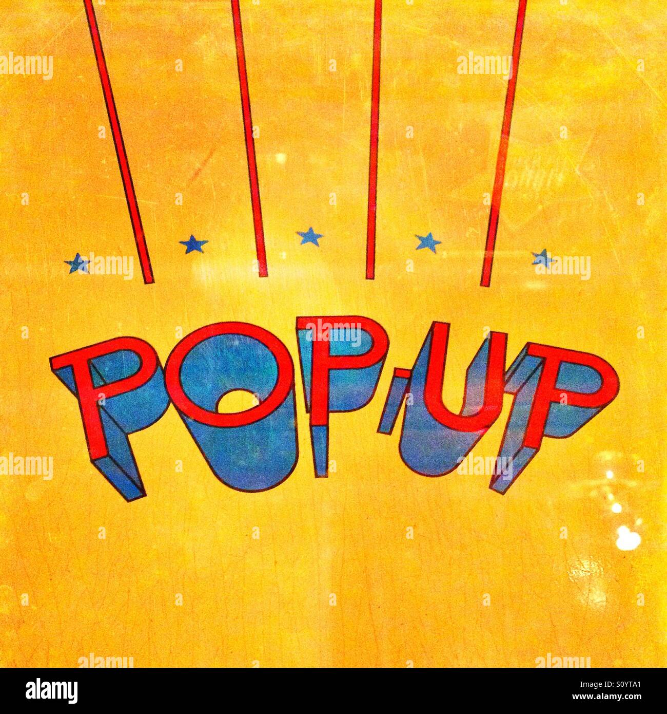 Retro style pop-up sign Stock Photo