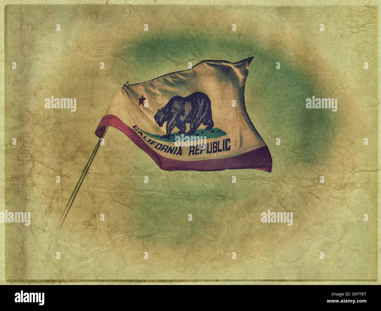 California Republic state flag waving in the wind - Smartphone Captured Stock Image