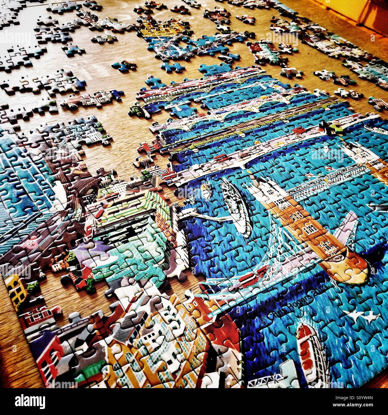 Half done jigsaw of London - Smartphone Captured Stock Image