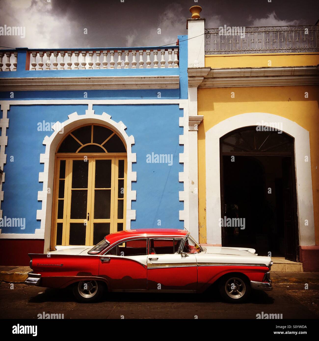 Cuba American 1950's car in Trinidad - Smartphone Captured Stock Image