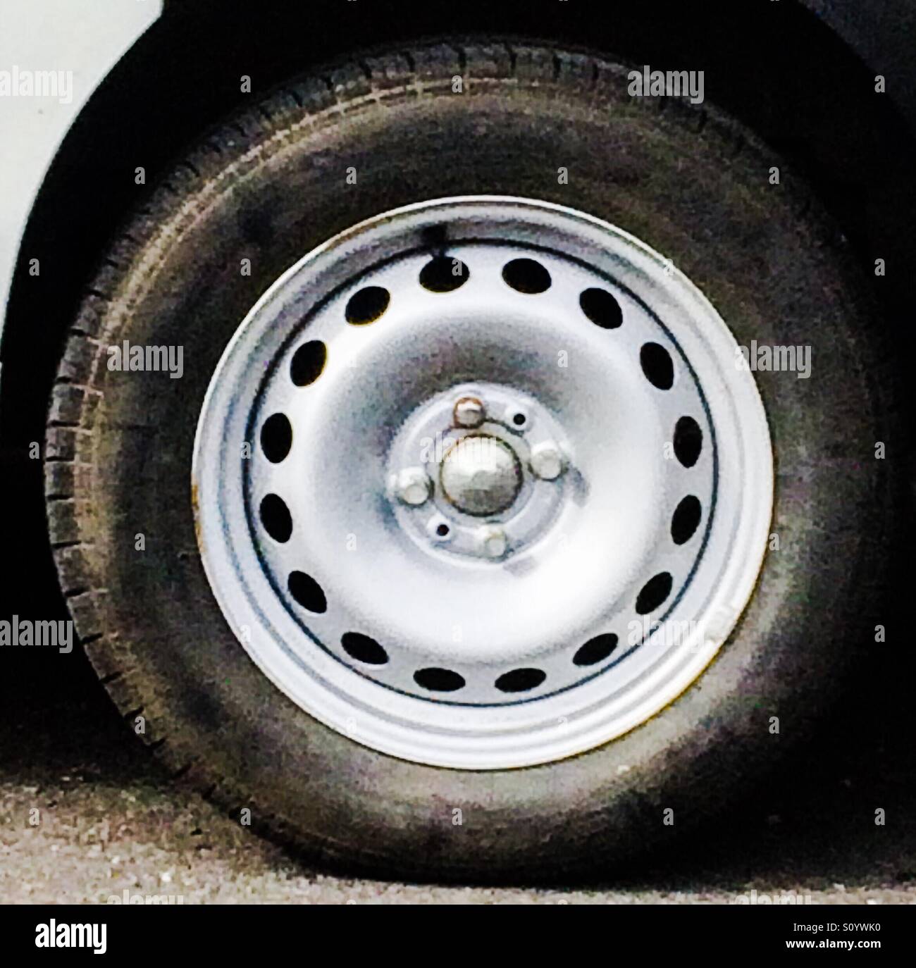 Close up view of a car wheel and tyre - Smartphone Captured Stock Image