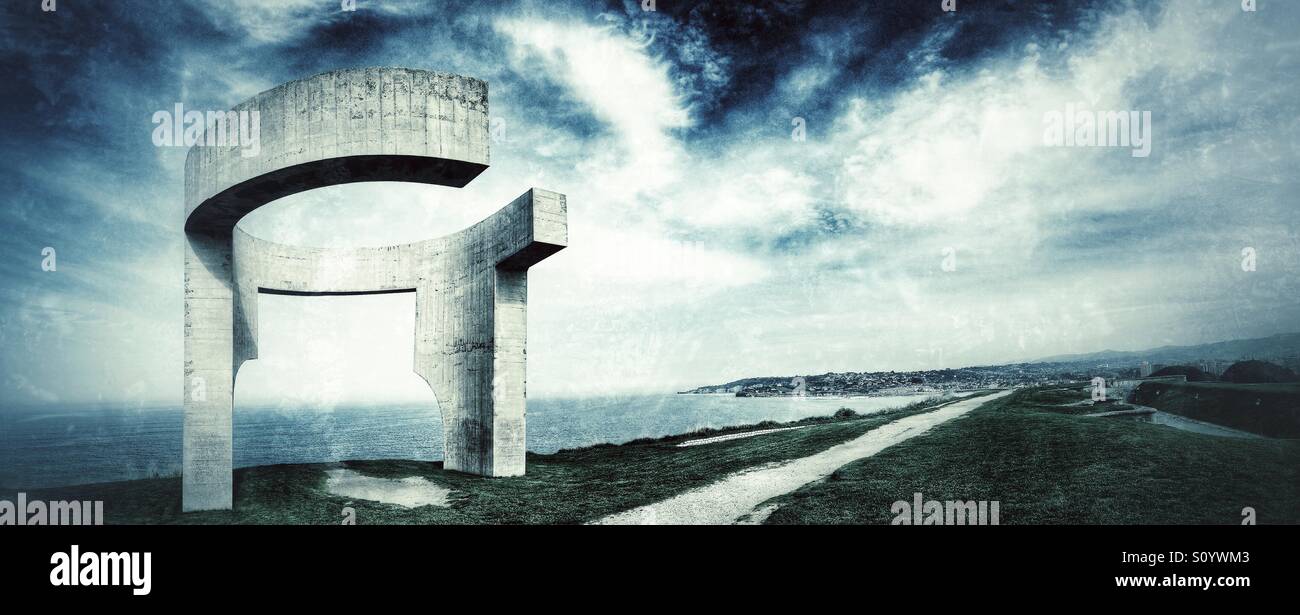 Panoramic view of the Eulogy of the Horizon in Gijon, Asturias - Spain Stock Photo