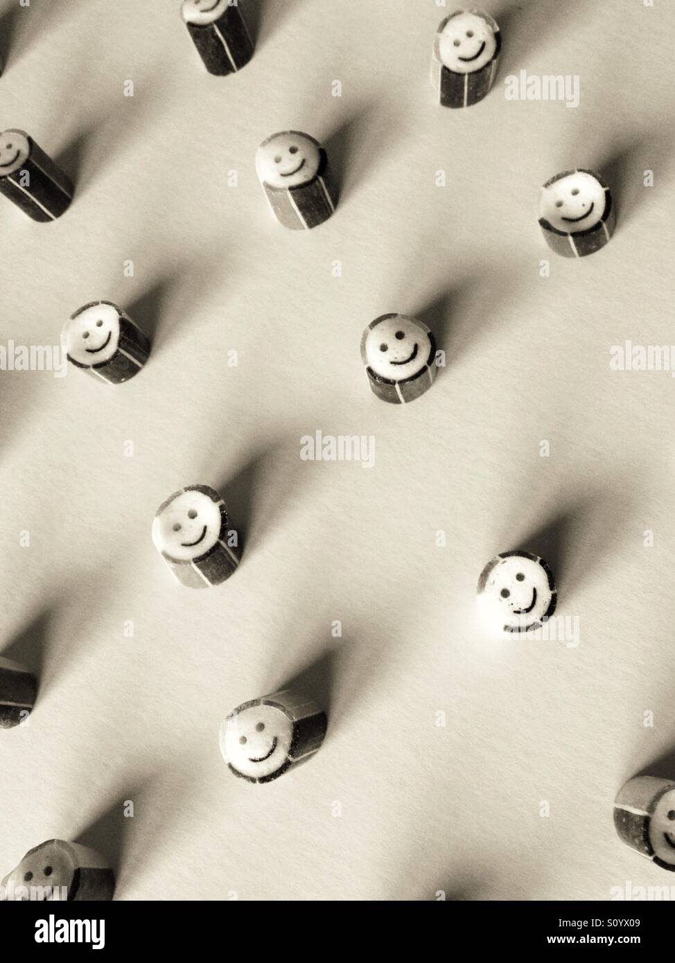 Rows of smiley faces - Smartphone Captured Stock Image