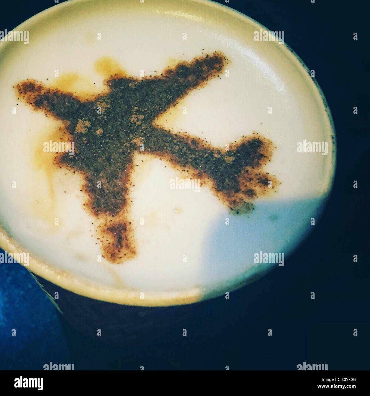 Shaped airplane in the coffee cup Stock Photo Alamy