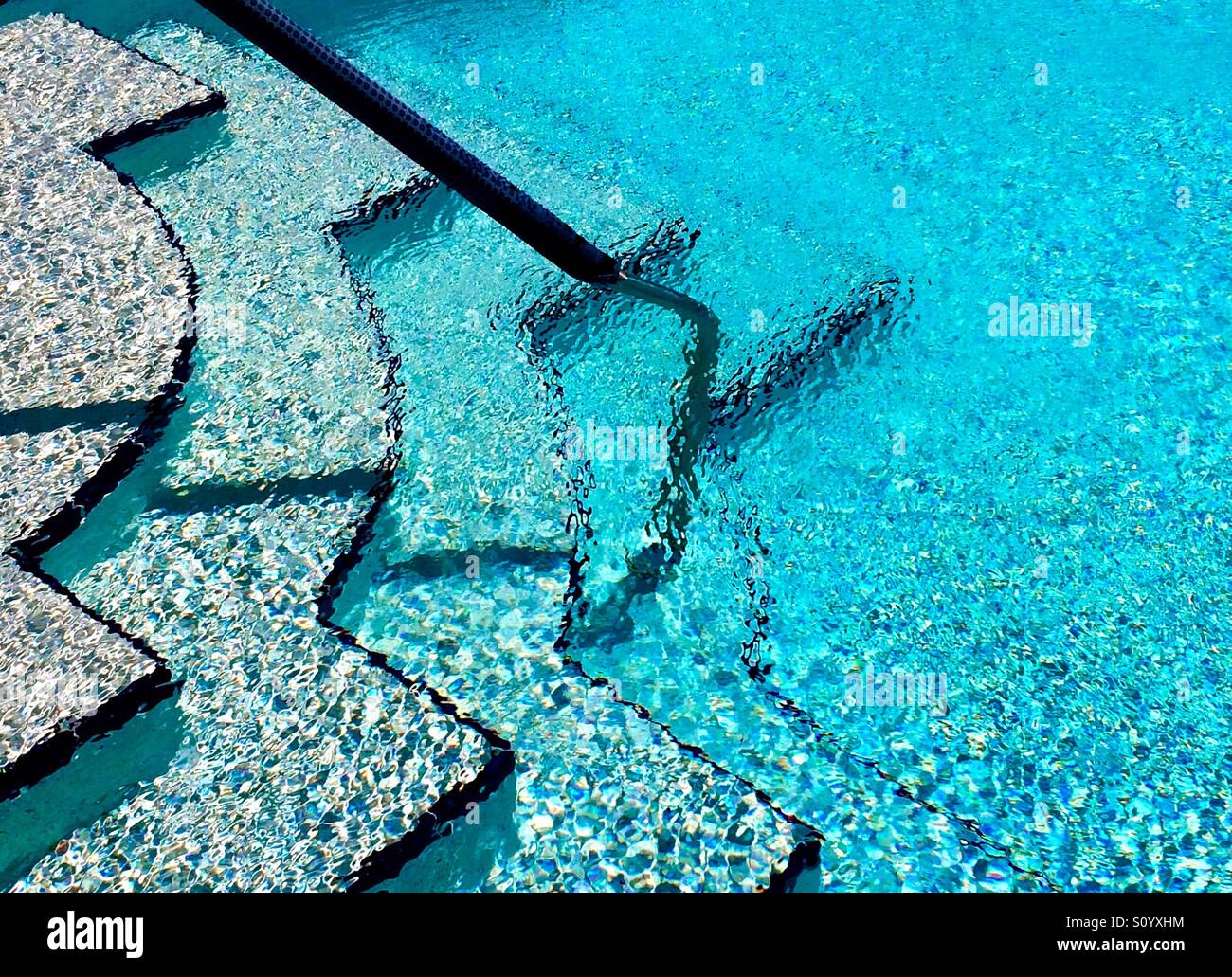Pool steps leading to cool refreshment - Smartphone Captured Stock Image